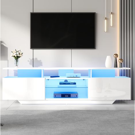 TV Möbel Sideboard Aufbewahrung 160 cm LED Weiß OKMYHOME (1/5)