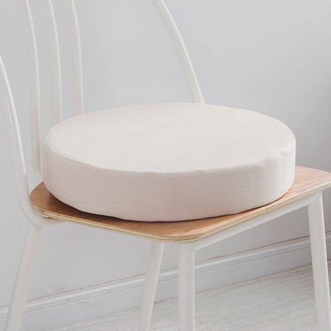 Coussin de chaise rond - - Blanc plomb - 45x45x8 cm - Housse amovible - Antidérapant (1/4)