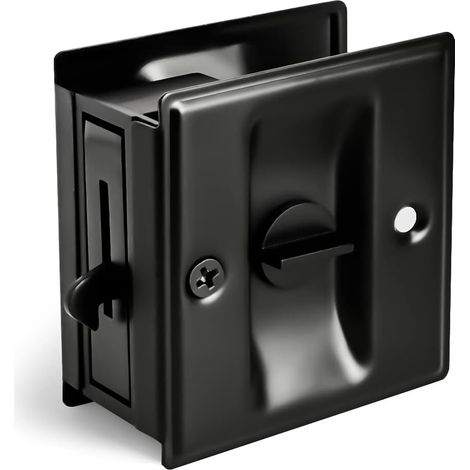 Cerradura para puerta corrediza con tirador: Reemplace rápida y fácilmente cerraduras de bolsillo viejas o dañadas, 2-3/4" x 2-1/2", compatible con puertas de 1-3/8" de grosor, color negro