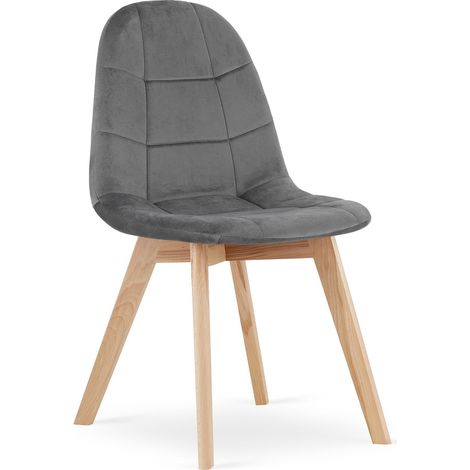 Sedia Bora in velluto grigio scuro con gambe in faggio (1/5)