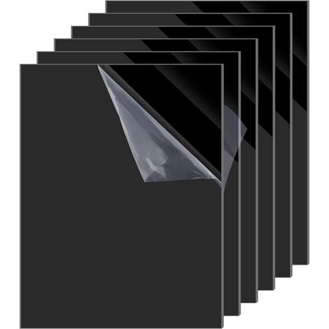 6 plaques de verre acrylique noir (10 x 15 cm), plaques de plexiglas solide, verre de remplacement pour cadres photo, pour projets de bricolage et décoration, léger et résistant à l'humidité (1/5)