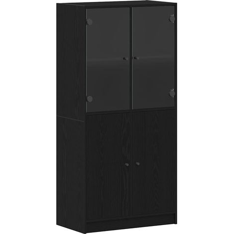 Buffet，Bahut，Haut Armoire Noir 68 x 37 x 142 cm Bois d'ingénierie CFW49819 (1/5)