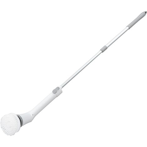 Brosse de Nettoyage Rotative Électrique sans Fil avec 6 Têtes de Rechange et Manche Télescopique pour Sols et Carrelage, Blanc (1/5)