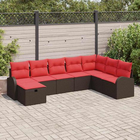 Set Divano da Giardino con cuscino 8 pcs Marrone Poly Rattan vidaXL (1/5)