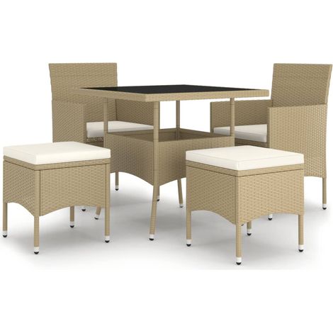 Maison Exclusive - 5-tlg. Garten-Essgruppe Poly Rattan Beige