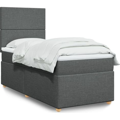 Boxspringbett mit Matratze Dunkelgrau 90x200 cm Stoff