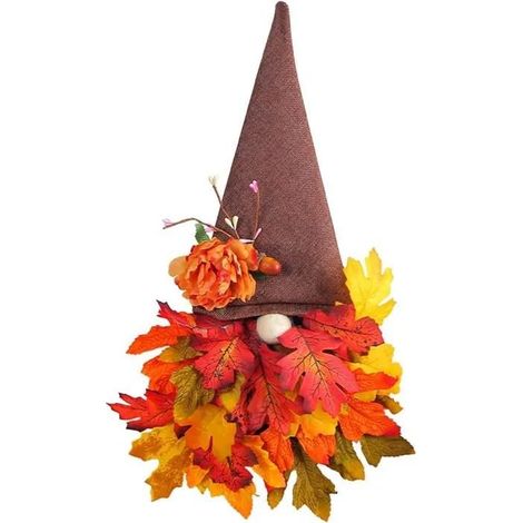 Couronne D'automne À Figurine De Gnome, 30x50cm, Décoration Murale/Porte Pour Fête Des Récoltes, Thanksgiving, Halloween (1/4)