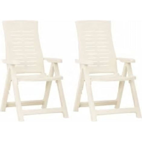 Garden Reclining Chairs 2 pcs Plastic White vidaXL