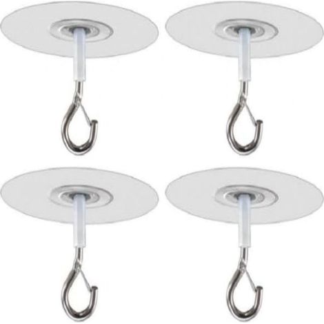 Set of 4 hooks of ceiling self-adhesive with safety without drilling, hooks of ceiling heavy, hooks adhesives extra powerful for pots of flowers, hooks of ceiling with safety (1/5)