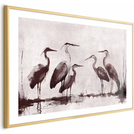 Plakat – Reiher, gemalt mit Tinte (1/4)
