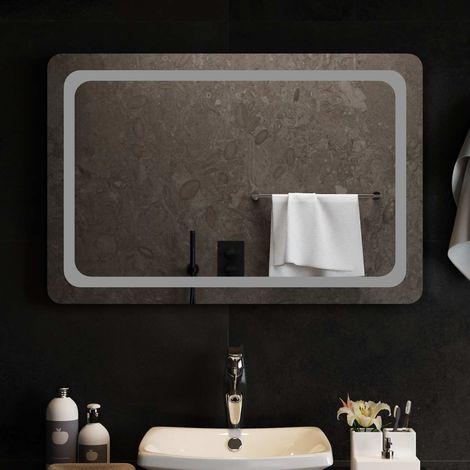 Teenpull – LED-Badezimmerspiegel Transparent 90 x 60 cm Gehärtetes Glas (1/5)