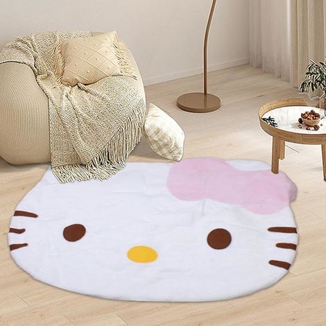 Tapis de dessin animé, tapis rond décoratif kawaii mignon pour chambre à coucher, tapis Hello Kitty ultra doux pour la décoration de chambre de fille (FMY) (1/5)