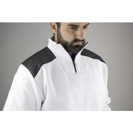 Sweat col camionneur bicolore LMA FRESQUE Blanc / Noir L