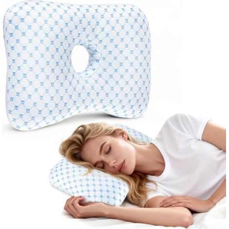 Oreiller avec Trou, Coussin Piercing Oreille avec Couvercle Amovible Lavable Oreiller Piercing Oreille pour Les Personnes Dormant sur Le cté soulager Les douleurs d'oreille Inflammation CNH (1/5)