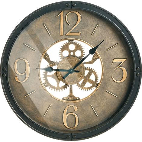Orologio da parete classico con cornice in ferro forma rotonda 50 cm accessori per la casa nero e marrone Albacete