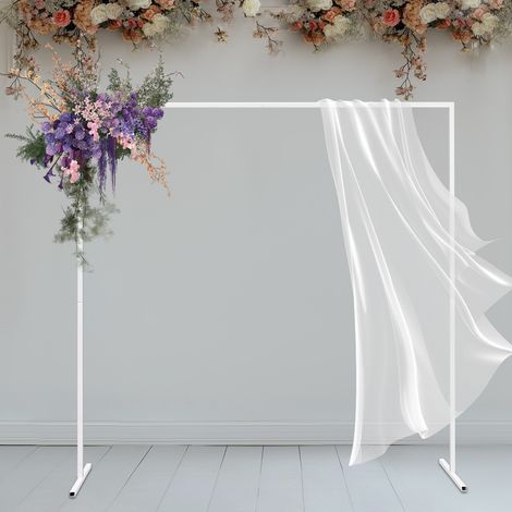 Arche de mariage carrée blanche – 2×2 m, charge 10 kg – Pour décoration florale, ballons, tulle – Démontable