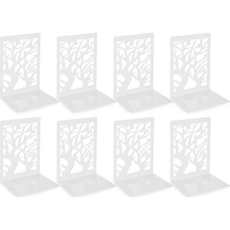 4 Paar Metall Buchstützen mit Blattdesign, Weiß, 9,3x12x17,2 cm (1/5)