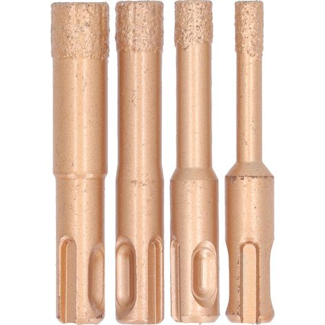Kit 4 pièces scie cloche brasée à tige triangulaire pour perceuse, ouvreur de trous carrelage, verre, marbre, granit (1/5)