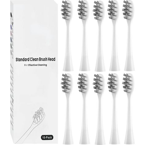 Têtes de Brosse à Dents Electrique Compatible avec, 10 têtes de brosse compatibles avec brosse à dents électriques tete de rechange brossettes (blanc) (1/5)