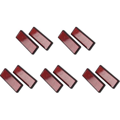 10 réflecteurs rectangulaires rouges universels pour motos, quads et motos tout-terrain (1/5)