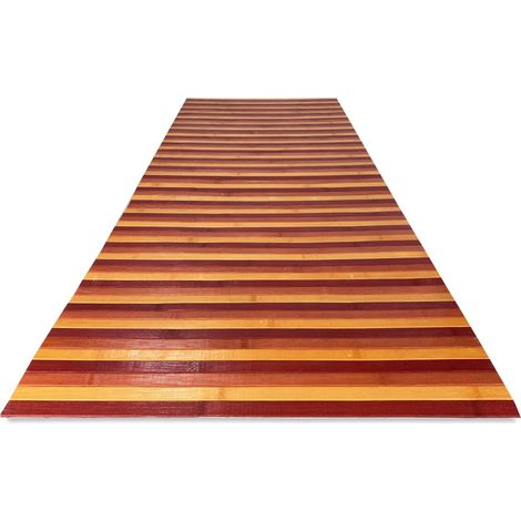TAPPETO cucina WOODY © IN legno BAMBOO BORDEAUX SFUMATO BORDÒ tutte le misure Cm. 50x75