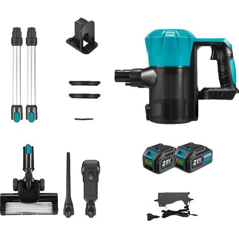 Aspiradora eléctrica, depósito de polvo de 1500 ml, motor sin escobillas, 2 baterías incluidas, enchufe europeo 100V-240V. (1/2)