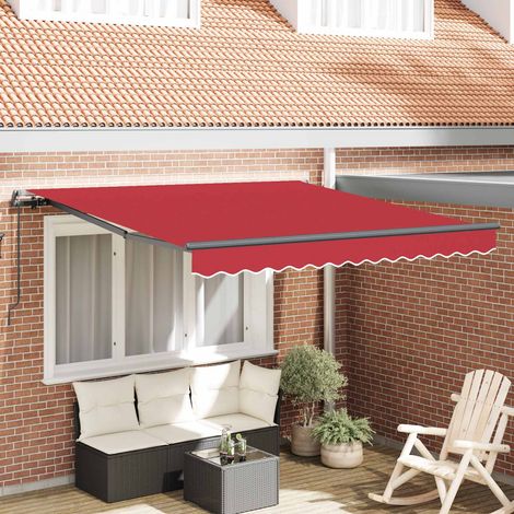 Toldo Retráctil Rojo 350 x 250 cm Poliéster y Acero