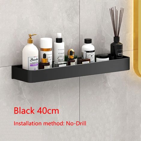 (Style noir 4.0 gratuit) Étagère de douche murale flottante pour salle de bain, étagère de toilette, étagères de rangement pour placards de cuisine, organisateurs (1/5)