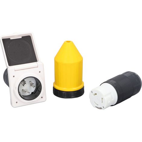Kit di spina per alimentazione esterna per camper, facile da installare, con connettore a baionetta, connessione impermeabile, copertura resistente alle intemperie, design antipolvere e resistente all