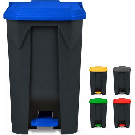 Poubelle à pédale Olaf – Bleu – 100 L (1/5)