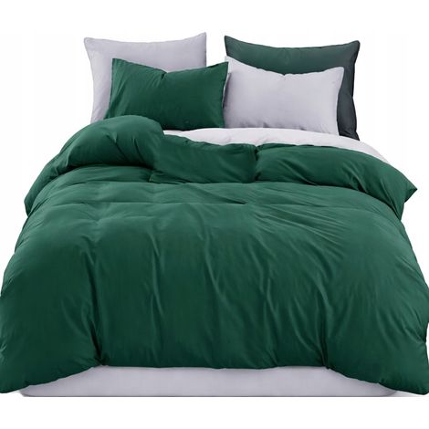 Set di biancheria da letto double-face 160x200 + 2 x 70x80 con cerniera, cotone, bicolore, a scelta (1/5)