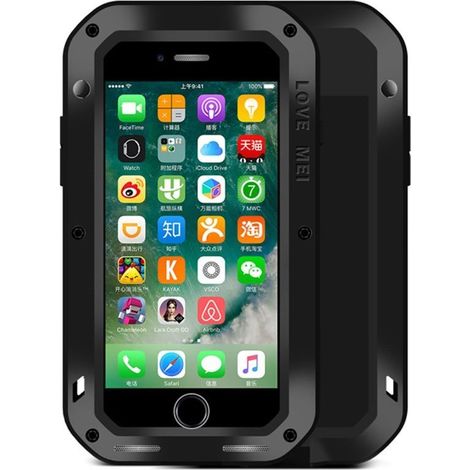 Love Mei Hülle für iPhone 7/8/SE 2020/SE 2022, mit Glas geschützt, schwarz (1/5)