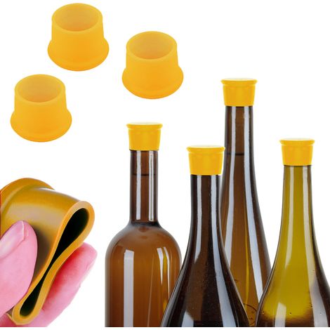 Lot de 3 bouchons de bouteille en silicone JAUNES