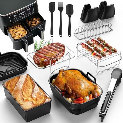 12 Pièces Accessoires Air Fryer , Ensemble D'accessoires pour Friteuse à Air Double Zone/Stack pour Ninja Af300EU, Af400EU, AF500EU (1/4)