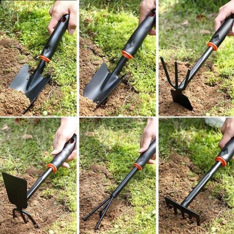 Outils De Jardinage - Ensemble 7 Pièces En Acier Au Carbone - Manche Bois Antidérapant - Pour Repiquage Ameublissement Et Désherbage - 7 Pièces (1/5)