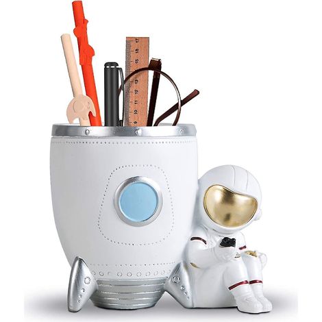 children's Creative Astronaut Pen Holder Office Desk Pen Bucket Storage Resin Handicraft Ornaments (1/5)