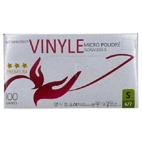 Gant vinyle micro-poudre mediprotec petit taille 6/7