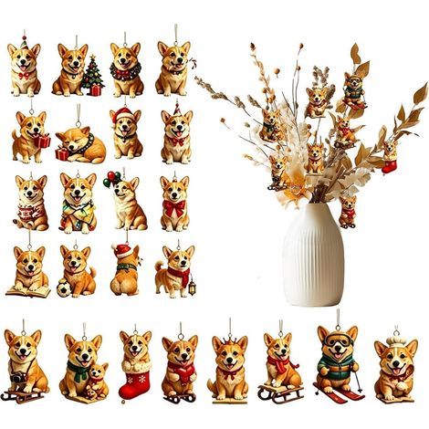 Calendrier de l'Avent pour les fêtes 24 Pendentifs Chiens Mignons en 24 Ornements de l'Avent de Noël 2026 Convient aux hommes femmes portes pièces