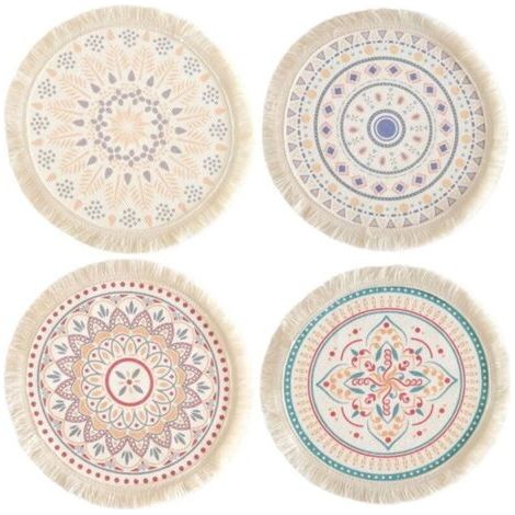 Un ensemble de 4 sets de table, sets de table tissés circulaires, tapis antidérapants résistants à la chaleur, décoration de table (1/5)