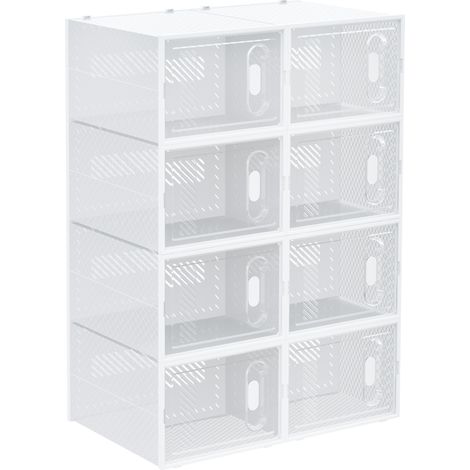 Système de rangement modulaire, 8 compartiments, étagère à chaussures empilable, pour vêtements, livres, jouets, blanc et transparent