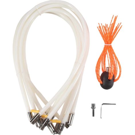 Ensemble de brosses de nettoyage de cheminée, comprenant 8 tiges flexibles à enclenchement à 45 degrés, compatibles avec les conduits de cheminée l'installation nécessite une perceuse électrique. (1/5)