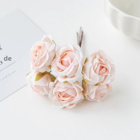 Broche de décoration de mariage en rose de thé en soie artificielle pour mariée, cadeau DIY, ornement de Noël pour maison et pièces - 6 pièces (1/4)