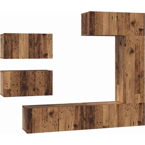 Maison Exclusive - TV-Schrankset Wandmontiert 6 pcs Altholz Holzw