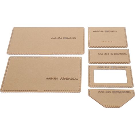 Gabarit acrylique en 6 pièces pour la fabrication artisanale d'un petit portefeuille en cuir - Moule et outils manuels (1/5)