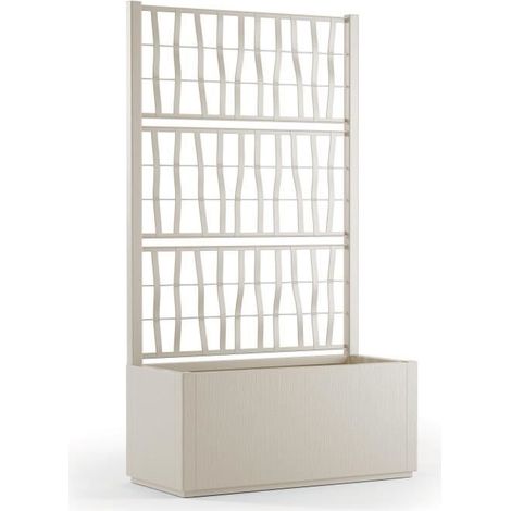 Stefanplast – Pflanzgefäß Ethica 80 cm – Rechteckig aus Kunststoff – Integriertes Gitter für Kletterpflanzen – Beige – 36 cm Breite, 26,5 cm Höhe (1/5)