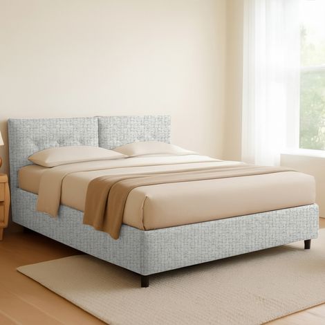 Cama Matrimonial Derby, Desenfundable, Hecho en Italia, Gris Claro (1/5)