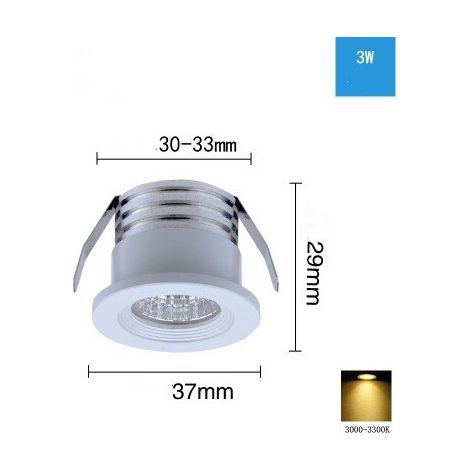 4 x Mini spots LED encastrés 3W Blanc Chaud, Mini Spot LED pour Vitrine Station Intérieur Éclairage Plaque de plâtre Incl.Seperated Transformateur [Classe énergétique F] (1/4)