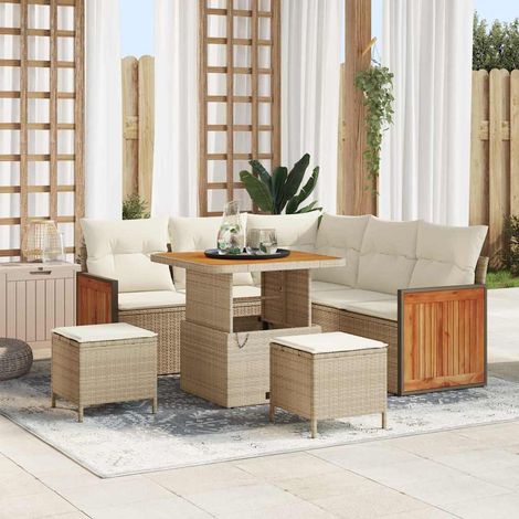 vidaXL Ensemble de canapé de jardin 8 pc 7-Nombre de places (1/5)
