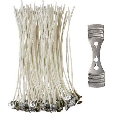 BUNTHAUS PA Mèche Coton Naturel 15 cm Lot de 100 avec Support Guide Fabrication Bougies Parfumées Écologiques (1/4)