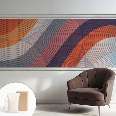 Papier peint intissé mural avec imprimé motifs décoratifs - style contemporain - Colle incluse gratuite Vagues colorées 250x104 cm (1/5)